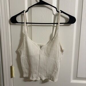 Divided Cream Ribbed Camisole